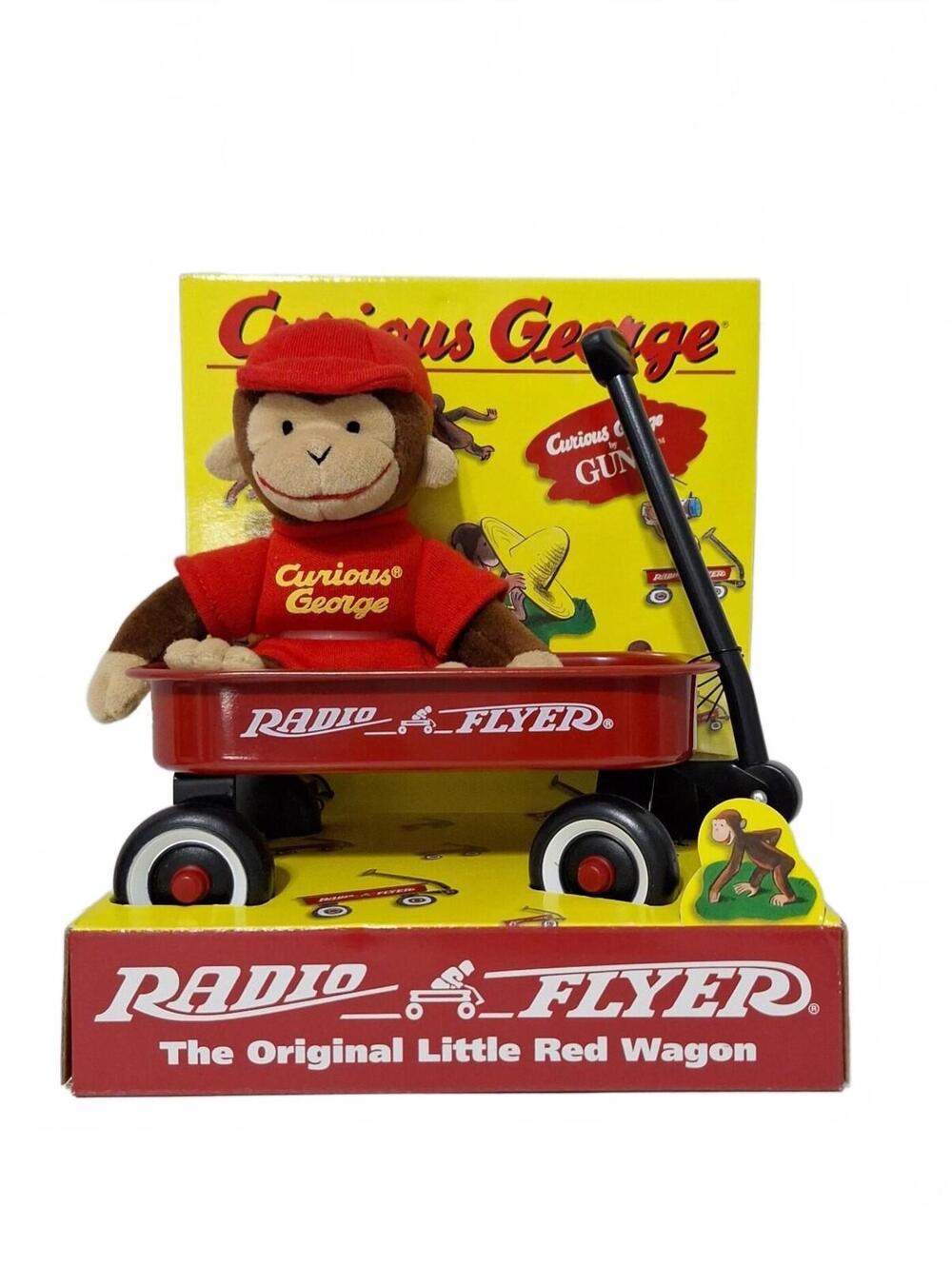 Vintage 1998 New Curious George Gund & Radio Flyer The Original Little Red Wagon